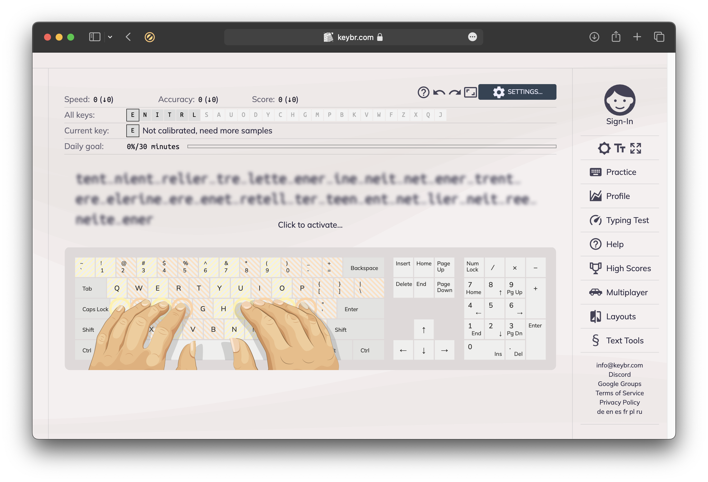 Keybr.com screenshot