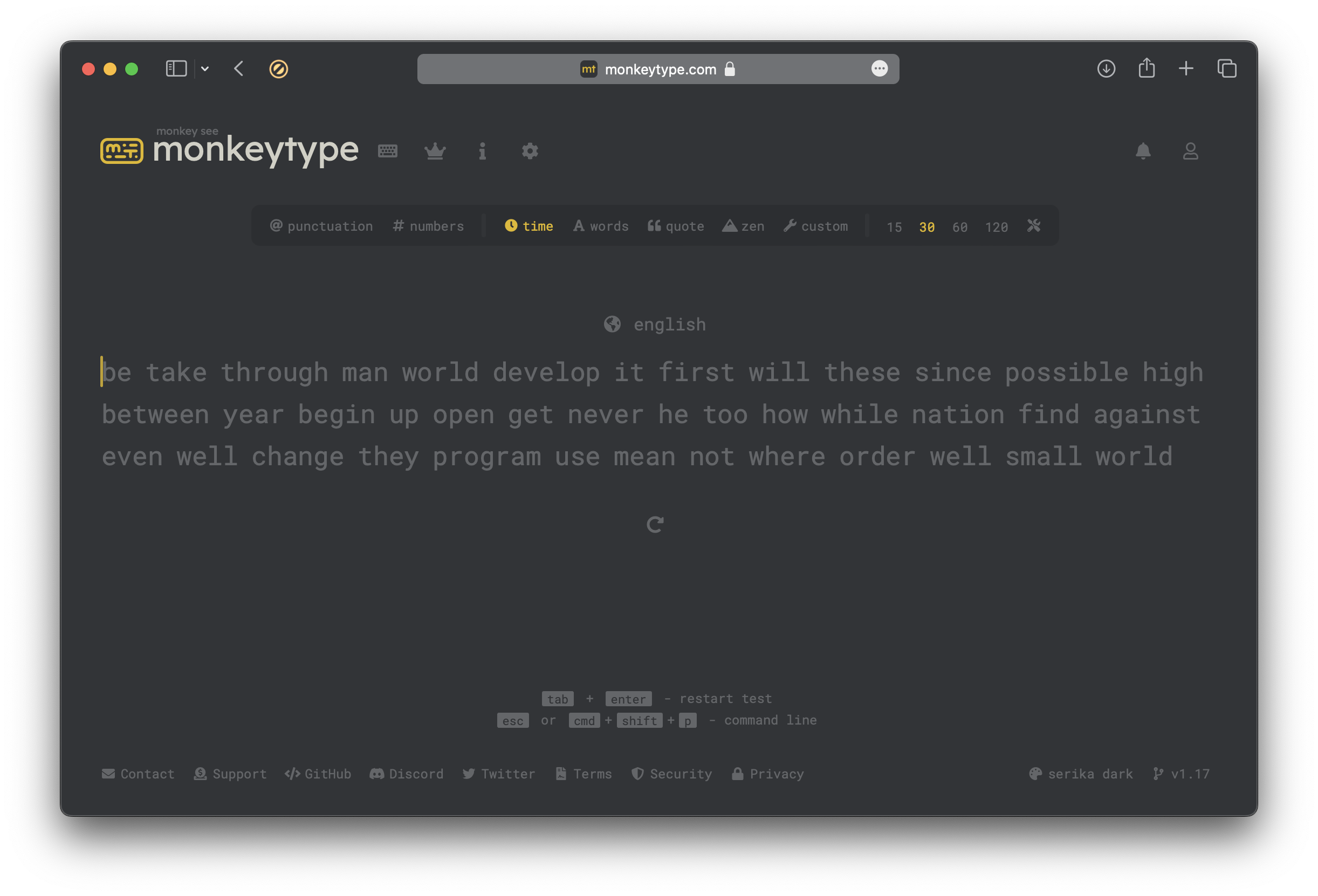 monkeytype.com screenshot