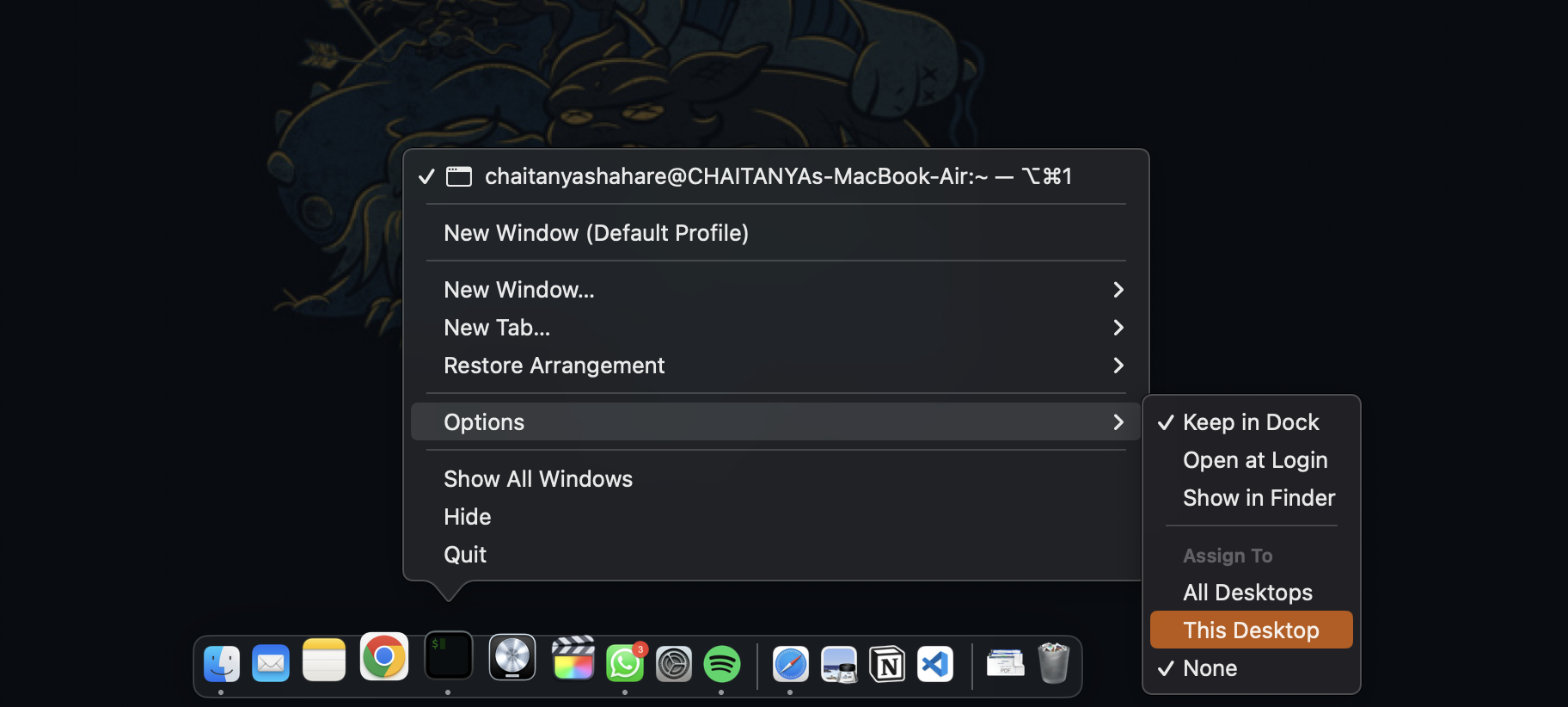 Binding app to desktop screenshot