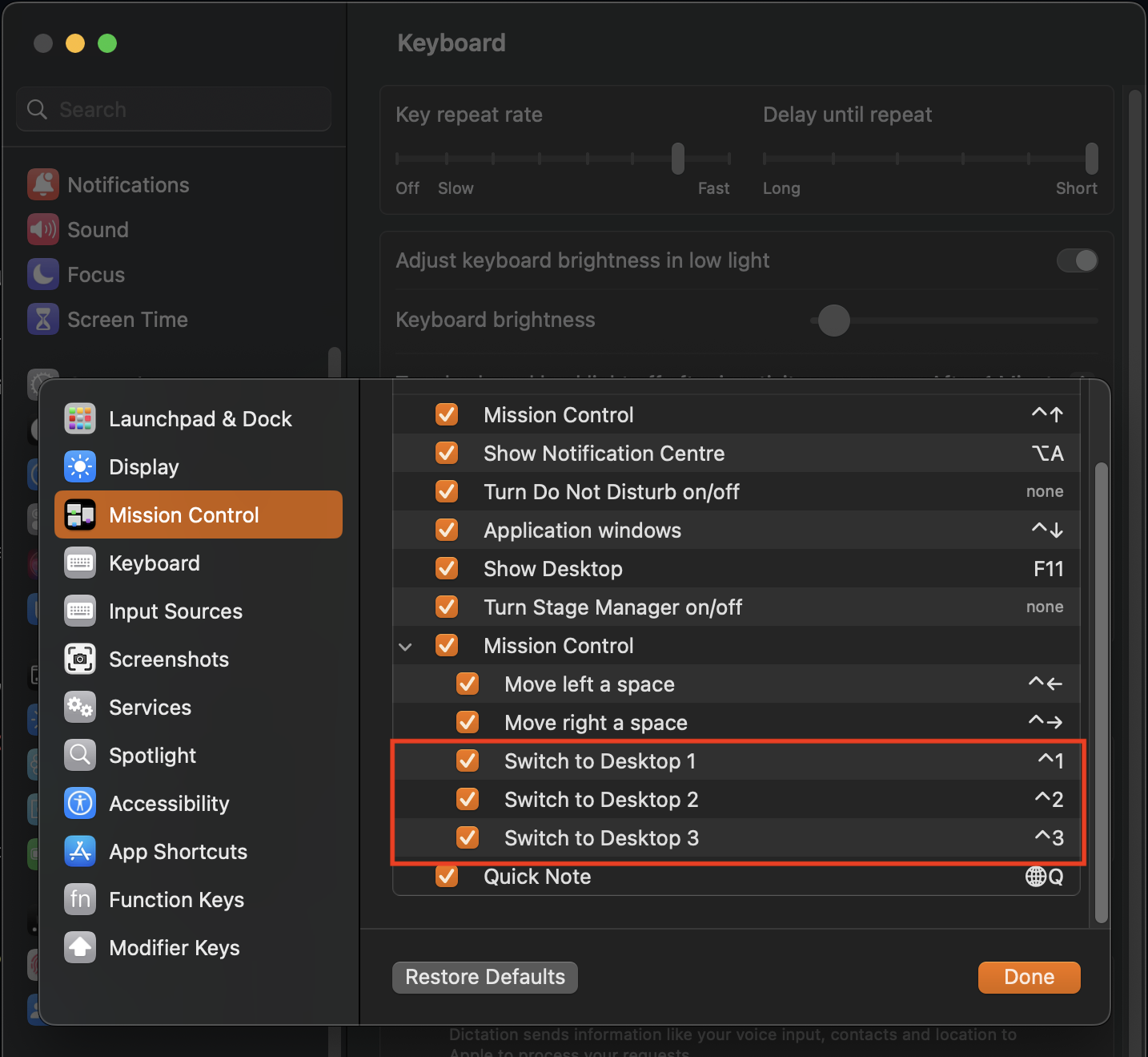 Desktop Keyboard Shortuts screenshot